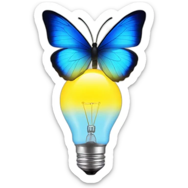 blue butterfly and yellow light bulb sticker