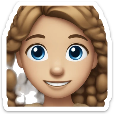 Happy Reindeer girl brown hair blue eyes sticker