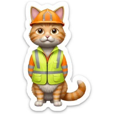 tabby cat in hi-vis clothing facing right sticker