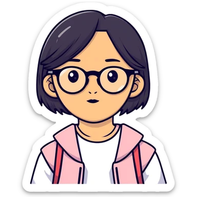 asian girl with clear glasses sticker