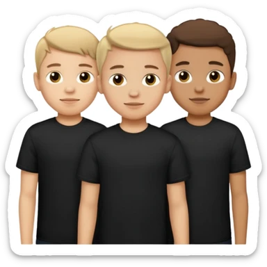 3 boys wearing black t shirt sticker