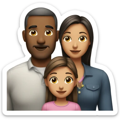 little daughter with mom and dad sticker