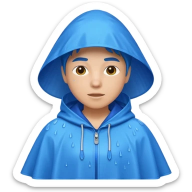rain poncho blue sticker