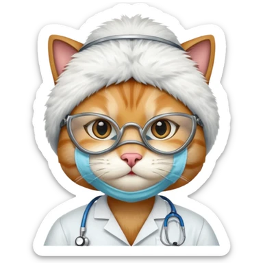 doctor cat, surgeon mask sticker