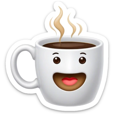 Coffee mug hugging a coffee mug sticker