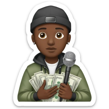 Rapper with a microphone and money sticker
