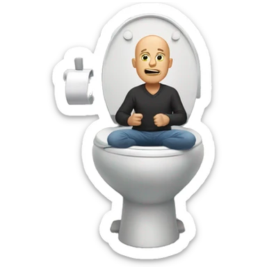 Bald man coming out of toilet  sticker