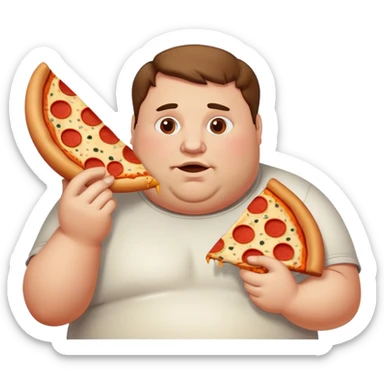Super fat guy with pizza sticker