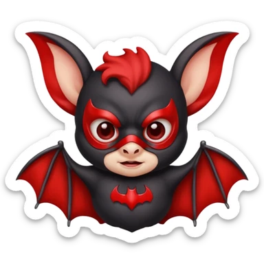 cute baby bat with red mask sticker