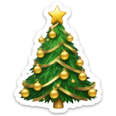 Christmas tree with golden decorations  sticker