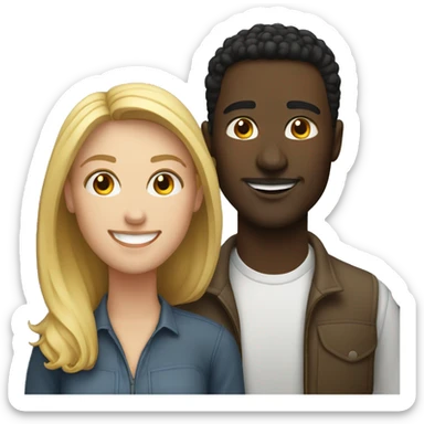 smiling couple indoors portrait man is white woman is black sticker