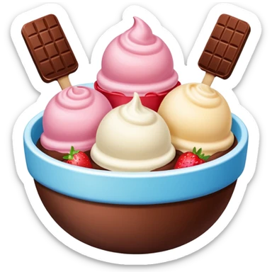 Neapolitan ice cream scoops in a bowl sticker