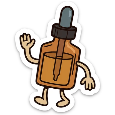 cartoon style dropper bottle, no face sticker