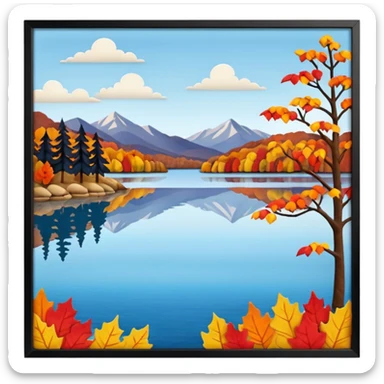 Beautiful lake during the fall made of felt, scrapbooking sticker