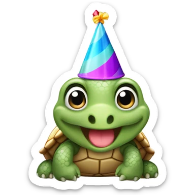 Cute Turtle saying happy birthday  sticker