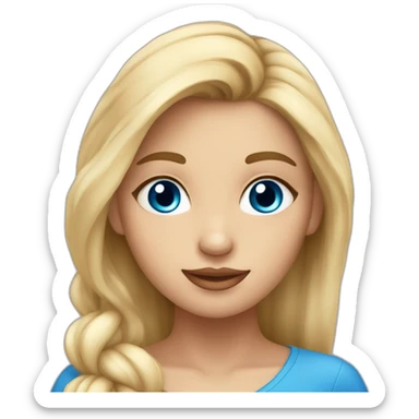 una chica rubia, pelo largo, con ojos azules y piel blanca sticker