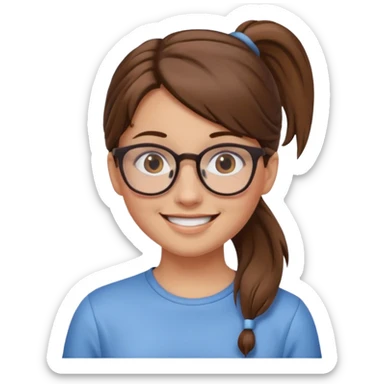 brown haired Ponytail Girl with Glasses sticker