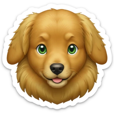 green dog extra furry golden retriever. The dog fur is all green sticker