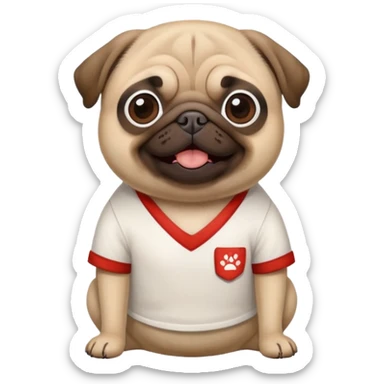 pug with a shirt of a guy sticker