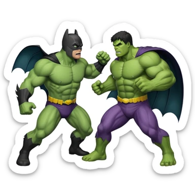 Bat man and hulk fighting sticker