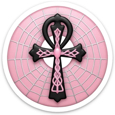 Light pink ankh with black spiderweb pattern sticker