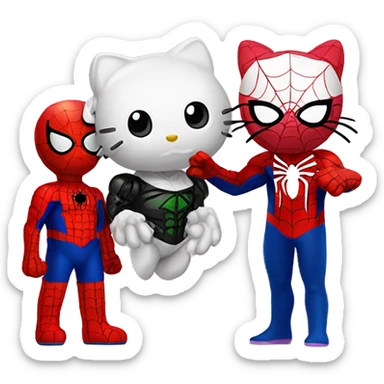 Hello kitty with Spider-Man sticker