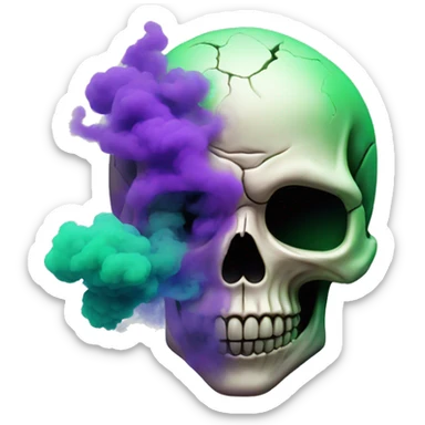 Skull with purple and green smoke sticker