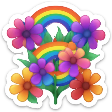 Rainbow gay flower sticker