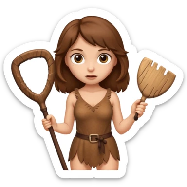 cute cavewoman with big eyes and a club sticker