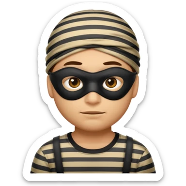 A theif robber emoji,Stripped shirt.eye mask. sticker