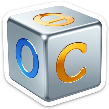 un cubo con le lettere O e C sticker