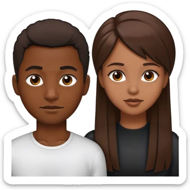 Black man with short hair and brown girl with long hair sticker