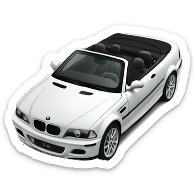 E46 convertible with black and white seats and black rims sticker