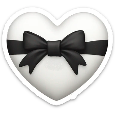 White heart with black bow sticker
