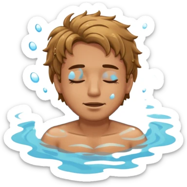 single men floating with close eyes in pool  sticker