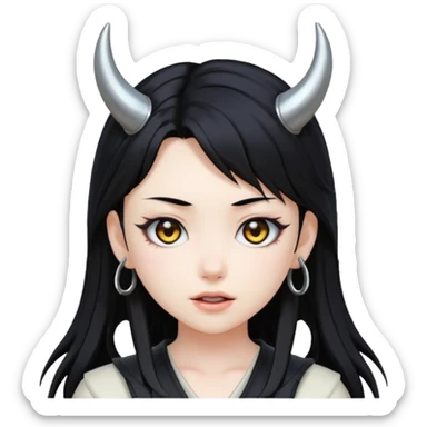 anime girl showing metal horns sticker
