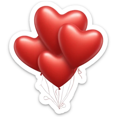 Realistic red heart balloons sticker
