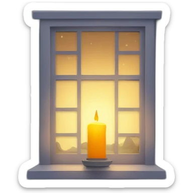 window at night with a candle sticker