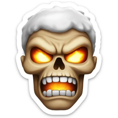 bigwith very angry face skull fire christmas sticker