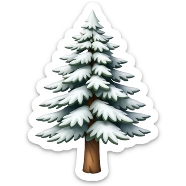 natural white fir tree, snowy branches sticker