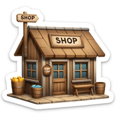 Magic Shop – Small wooden shop with “Shop” sign.
 sticker
