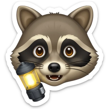 raccoon caught in flashlight glow panic face sticker