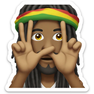 Rasta man in  with peace hand sticker