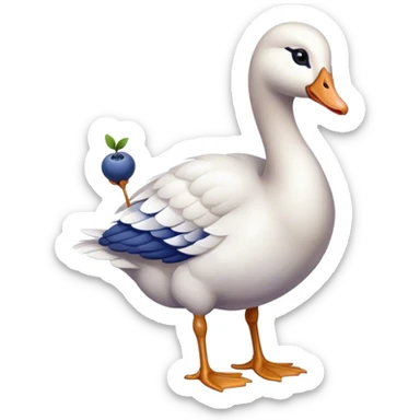 goose holding a blueberry  sticker
