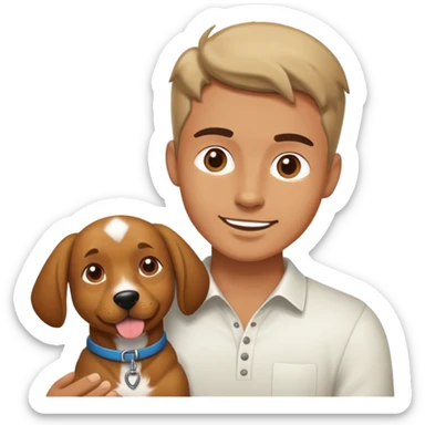 Guy playing with dog sticker