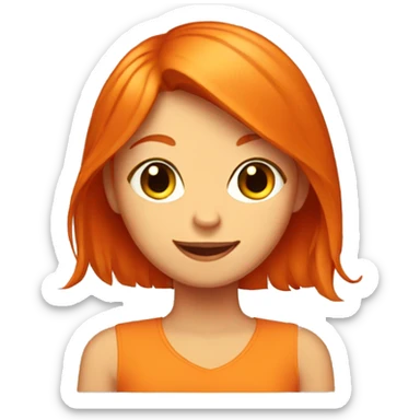orange cat and girl with red hair sticker