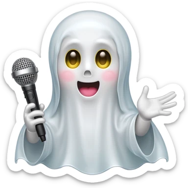 Snapchat ghost with no face holding microphone sticker