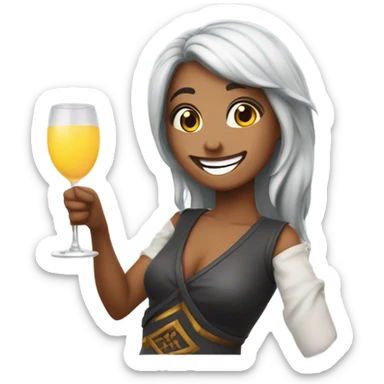 Jinx from arcane drinking a mimosa  sticker