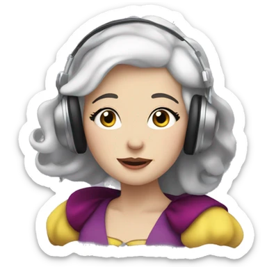 snow white listening to music sticker