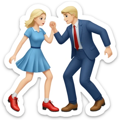 Woman hitting man with a shoe  sticker
